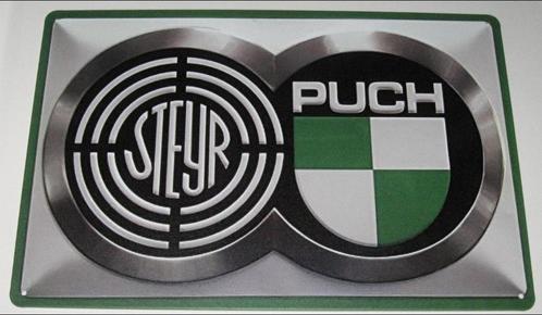 STEIJR - PUCH : Metalen Bord Logo Classic Steijr - Puch, Verzamelen, Automerken, Motoren en Formule 1, Nieuw, Auto's, Verzenden