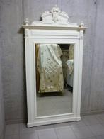 Spiegel met kuif antiek brocante hout creme geverfd 195 H, Ophalen, Nieuw, 100 tot 125 cm, 150 tot 200 cm