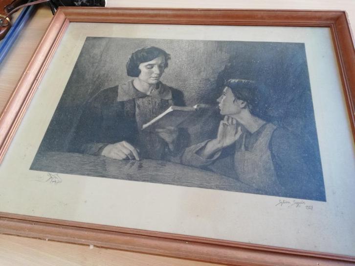 Seguin Sylvère: Ets; 'La Leçon', Antiek en Kunst, Kunst | Etsen en Gravures, Ophalen of Verzenden