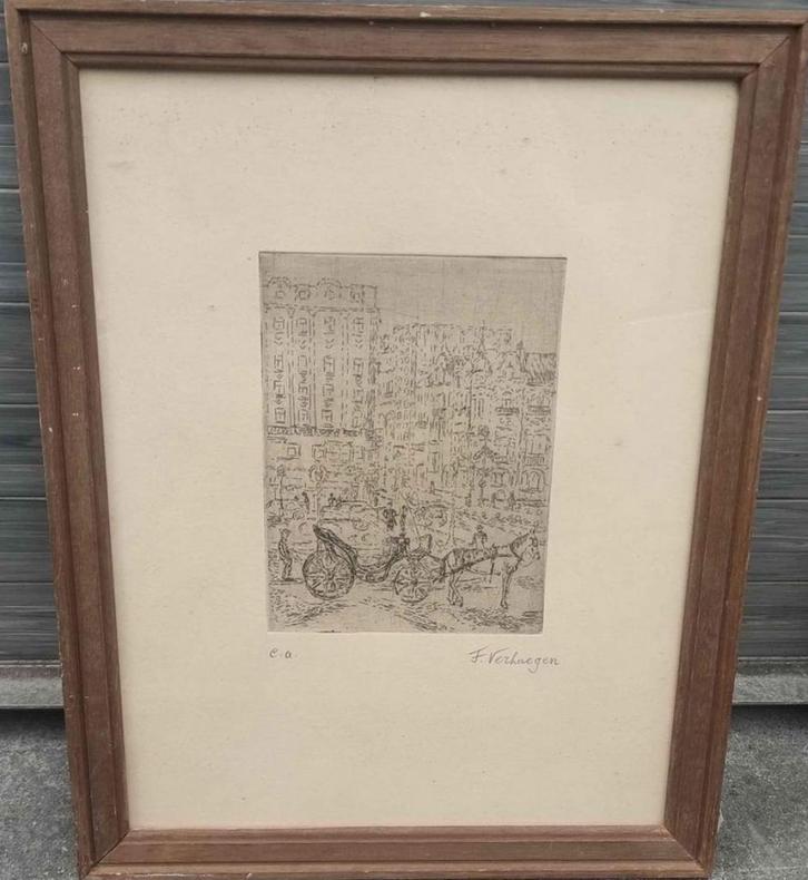 Eau forte épreuve d artiste signe Fernand verhaegen, Antiek en Kunst, Kunst | Etsen en Gravures, Ophalen of Verzenden