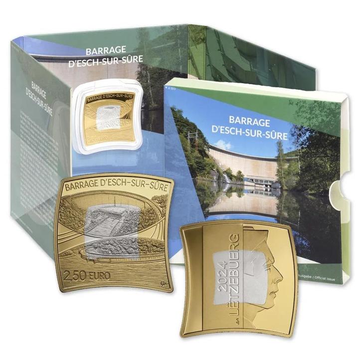 Luxemburg 2024 - 2,5 euro Barrager D'Esch-sur-sure - Proof, Postzegels en Munten, Munten | Europa | Euromunten, Setje, Luxemburg