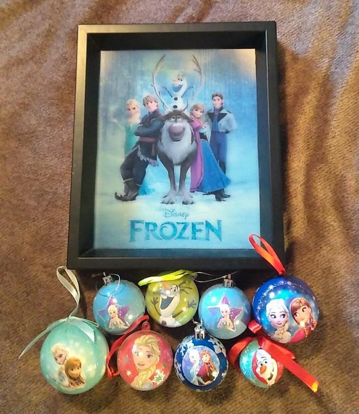 kerstballen en kader Frozen samen, Diversen, Kerst, Ophalen of Verzenden
