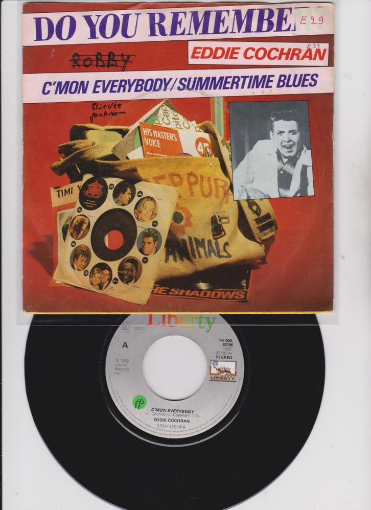 Eddie Cochran – C'Mon Everybody  Mispress, Cd's en Dvd's, Vinyl Singles, Gebruikt, Single, Pop, 7 inch, Ophalen of Verzenden