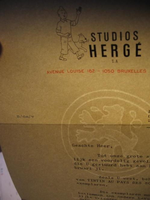 Herge kuifje studios originele brief + enveloppe 1971, Verzamelen, Stripfiguren, Zo goed als nieuw, Overige typen, Kuifje, Ophalen of Verzenden