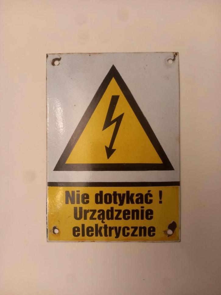 Gevaar - electriciteit - bordje - mancave, Verzamelen, Overige Verzamelen, Gebruikt, Ophalen of Verzenden