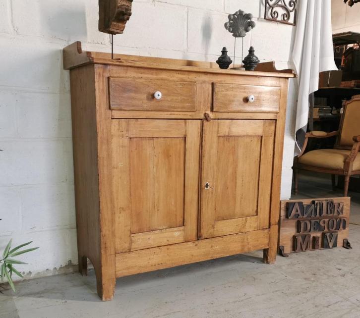 antieke landelijk boerenkastje 2-deurs bleek H 103 B 99, Antiek en Kunst, Curiosa en Brocante, Ophalen