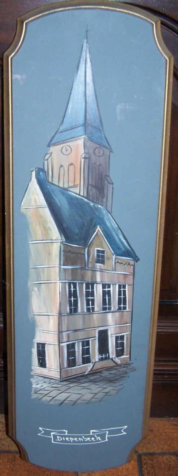Schilderij op dik, houten paneel- kerk Diepenbeek beschikbaar voor biedingen