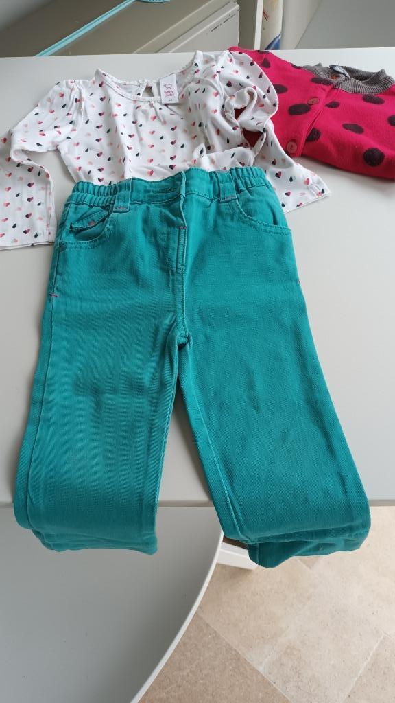 Set - Maat 86 - vestje, broek, T-shirt, Kinderen en Baby's, Babykleding | Maat 86, Gebruikt, Meisje, Setje, Ophalen of Verzenden