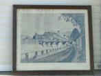Lithographie vue de huy signe, Antiquités & Art, Art | Lithographies & Sérigraphies, Enlèvement ou Envoi