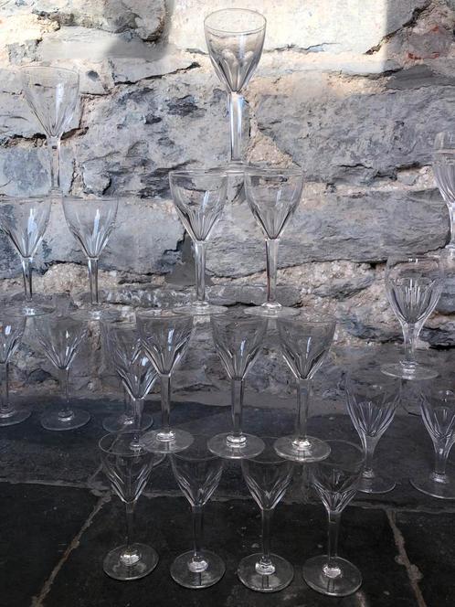 10 verres à liqueur Val-Saint-Lambert (« Gevaert »), Antiquités & Art, Antiquités | Verre & Cristal, Enlèvement ou Envoi