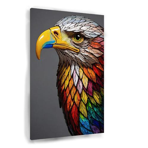 Tête d'aigle en mosaïque en toile aux couleurs vives 60x90, Maison & Meubles, Accessoires pour la Maison | Peintures, Dessins & Photos
