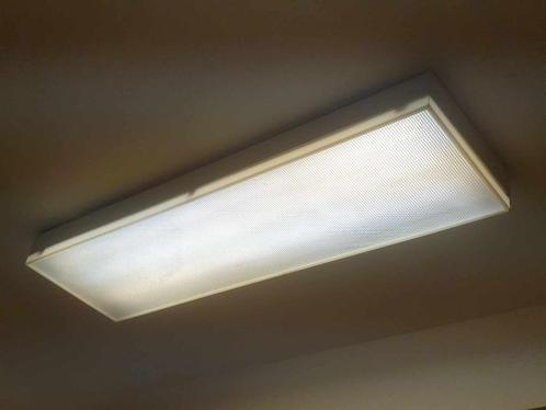 Antieke vintage Witte TL bak  TL armatuur opbouw 3X40W, Huis en Inrichting, Lampen | Plafondlampen, Gebruikt, Ophalen