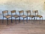 4 Franse schoolstoelen / prijs per stoel, Vijf, Zes of meer stoelen, Metaal, Gebruikt, Ophalen of Verzenden