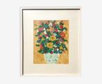 Alvarido : Pastel ' Fleurs ' [ VINTAGE 70s ] ' Flowers, Antiquités & Art, Art | Peinture | Moderne, Enlèvement ou Envoi