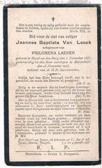 Van Loock Joannes.° Heyst-op-den-Berg 1858 † Herentals 1925, Verzamelen, Bidprentjes en Rouwkaarten, Ophalen of Verzenden, Bidprentje