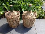2 dame jeannes in mand met kurken stop - 6 liter - AYELENSE, Ophalen of Verzenden, Zo goed als nieuw, Glas, Minder dan 50 cm
