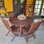 Table jardin 4 personnes en teck, Ophalen, Gebruikt, Rond, Teakhout