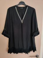 Zwarte blouse met versieringen en franjes (maat L), Maat 42/44 (L), Ophalen of Verzenden, Zo goed als nieuw, Ciminy paris