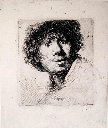 Rembrandt Ets | Zelfportret 'Open Mond' 1630
