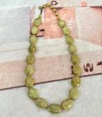 1960 handgeknoopte Schotse marmer groen glaskraal ketting, Ophalen of Verzenden, Ketting, Met edelsteen