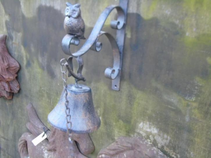 gietijzeren draaideurbel, de uil..., Tuin en Terras, Tuinwanddecoratie, Nieuw, Ophalen