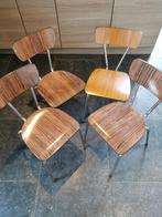 4 vintage bruine Formica stoelen, Antiek en Kunst, Ophalen of Verzenden