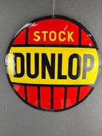 Oud origineel emaille reclamebord circa 1930 stock Dunlop, Verzamelen, Ophalen of Verzenden, Gebruikt, Reclamebord