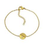 Verguld stalen damesarmband schijf met witte zirkonia, Ophalen of Verzenden, Nieuw, Goud, Staal