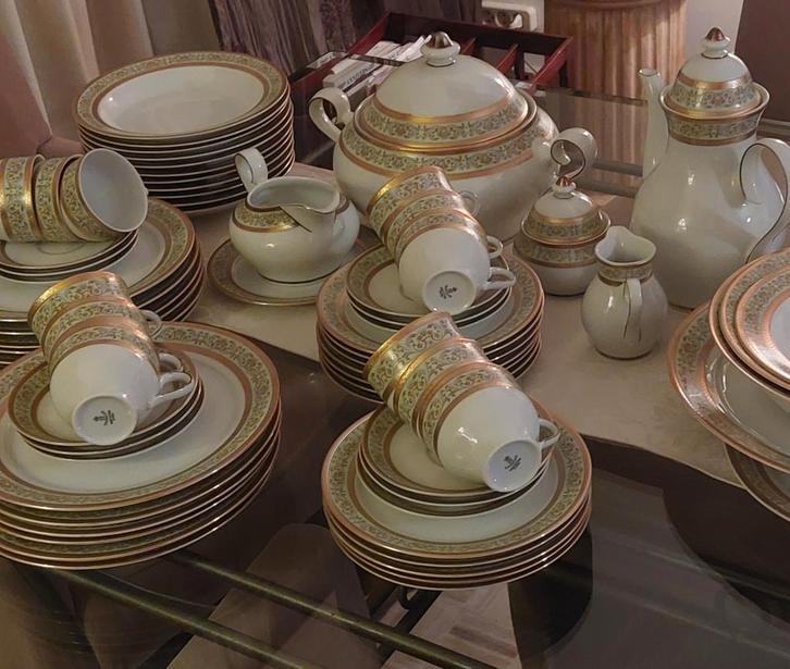 Prachtig servies Bavaria Winterling groen met goud, Antiek en Kunst, Antiek | Servies compleet, Ophalen