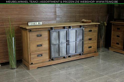 Nouveau buffet en teck (bois) - rural et moderne chez TEAK2, Maison & Meubles, Armoires | Dressoirs, Neuf, Avec tiroir(s), Avec porte(s)