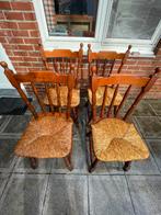 Chaises de cuisine (4) en bois et paille., Bois