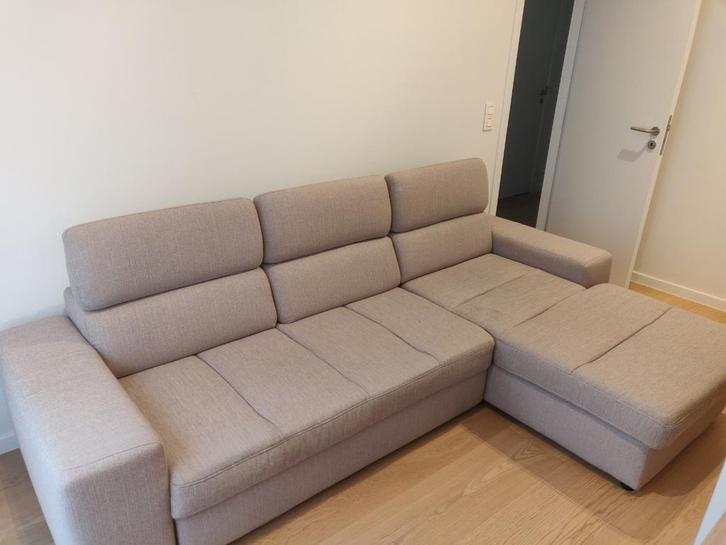 Canapé-lit 3 places beige avec méridienne coffre, Maison & Meubles, Canapés | Salons, Enlèvement