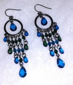 oorbellen chandelier blauw en groen, Handtassen en Accessoires, Oorbellen, Overige materialen, Hangers, Nieuw, Met strass