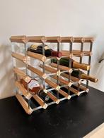 Wijnrek massief hout met staal, Ophalen, Gebruikt, 15 tot 25 flessen, Minder dan 50 cm