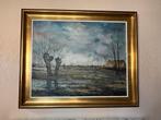 Schilderij M. Waterschoot - winterlandschap, Antiek en Kunst, Ophalen