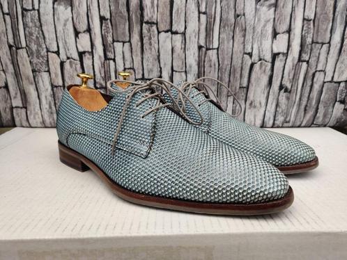 Floris van Bommel blauw/grijze herenschoenen - Maat 42,5, Kleding | Heren, Schoenen, Zo goed als nieuw, Veterschoenen, Blauw, Verzenden