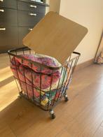 Bijzettafel vierkant houten blad opbergmand op wielen, Ophalen, Minder dan 45 cm, Minder dan 55 cm, Gebruikt