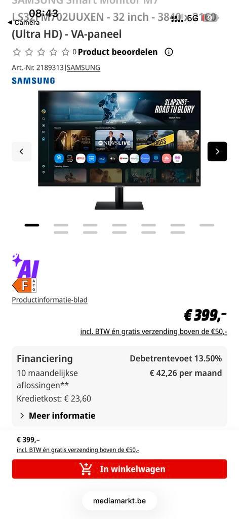 4K SAMSUNG Smart TV M7 LS32FM702UUXEN - 32 inch (Ultra HD), Audio, Tv en Foto, Televisies, Zo goed als nieuw, 4k (UHD), Samsung
