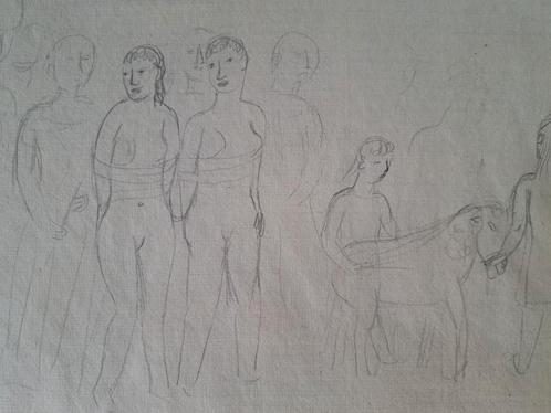 TYTGAT Edgard "Ontvoering van de maagden" tekening, Antiek en Kunst, Kunst | Tekeningen en Fotografie, Ophalen of Verzenden