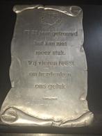 tinnen schaal met spreuk, Antiek en Kunst, Ophalen of Verzenden