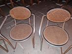 4 vintage stoelen in chroom en rotan, Huis en Inrichting, Barkrukken, Ophalen