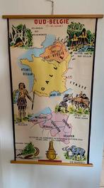 Uniek vintage  geschilderd schooldoek ontstaan België, Antiek en Kunst, Antiek | Schoolplaten, Ophalen of Verzenden, Geschiedenis