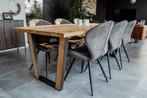 Livingtafel hout met staal, merk xooon + stoelen, Ophalen, Modern, industrieel, 100 tot 150 cm, Eikenhout