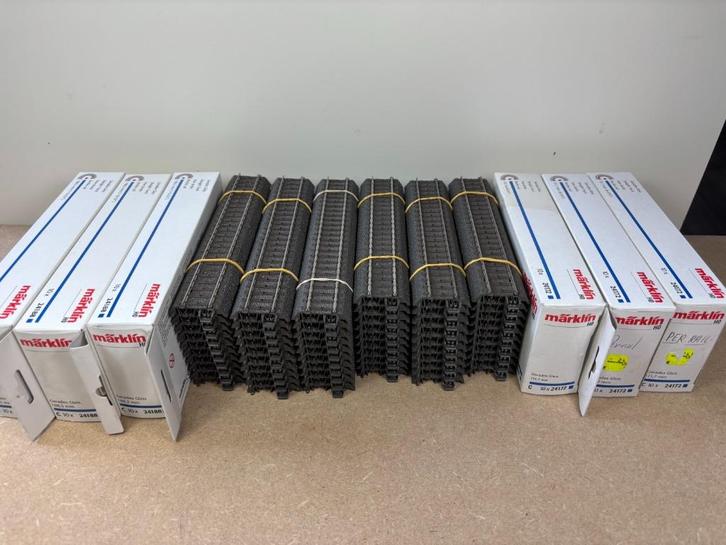 Märklin H0 – 24172/24188 – 60x Rails droits 172 mm + 188 mm, Hobby en Vrije tijd, Modeltreinen | H0, Zo goed als nieuw, Rails