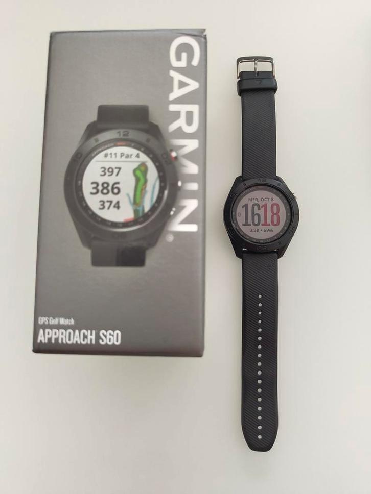 Garmin aanpak S60, Handtassen en Accessoires, Sporthorloges, Gebruikt, iOS, Zwart, Afstand, Conditie, GPS, Waterdicht, Ophalen