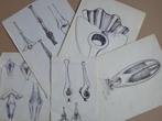 GERARD HOLMENS / LOT VAN 5 STUKS / ORIGINEEL WERK / 36x27cm, Ophalen of Verzenden