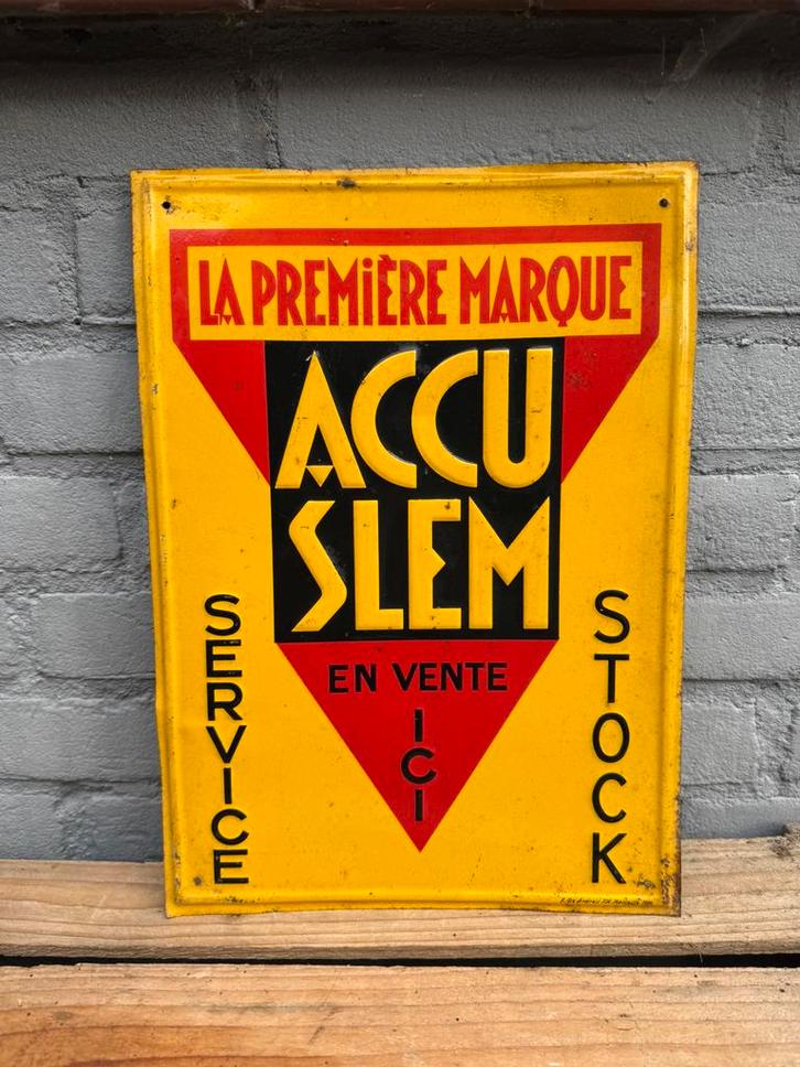 Accu Slem oud reclamebord, Verzamelen, Merken en Reclamevoorwerpen, Gebruikt, Reclamebord, Ophalen of Verzenden