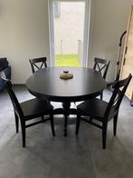 Table Ikea INGATORP + 4 chaises INGOLF, noir, 110/155 cm, Huis en Inrichting, Ophalen, Gebruikt, 4 tot 6 stoelen