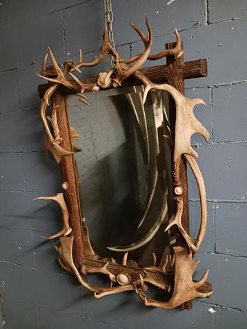 Miroir de chasse, salle de chasse, bois, miroir, trophée de 