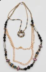 Gloednieuw! Mooie lange ketting goud zwart grijs, Handtassen en Accessoires, Ophalen of Verzenden, Nieuw, Goud